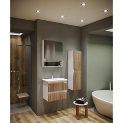 Тумба подвесная Grossman ИНЛАЙН-60 (белая/дуб сонома), с раковиной Фостер-60