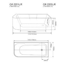 Акриловая ванна Grossman GR-2201R 150x75