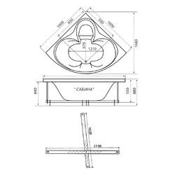 Акриловая ванна Triton Сабина Экстра 160х160, с каркасом, сифоном, экраном