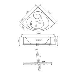 Акриловая ванна Triton Эрика Экстра 140х140, с каркасом, сифоном, экраном