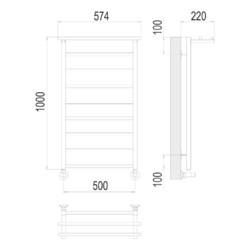 Полотенцесушитель TERMINUS Контур П9 500х1000 с полкой