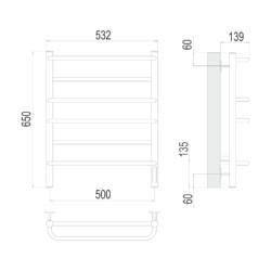 Полотенцесушитель TERMINUS Евромикс П6 500х650 Электро (quick touch)