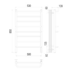 Полотенцесушитель TERMINUS Евромикс квадро П8 500х850 Электро (quick touch)