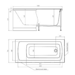 Акриловая ванна Timo RITTA 1270, с каркасом