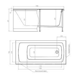 Акриловая ванна Timo RITTA 1775, с каркасом