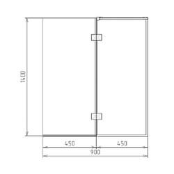 Шторка для ванны Benetto BEN_DKD001_A006 140x90 (45/45)