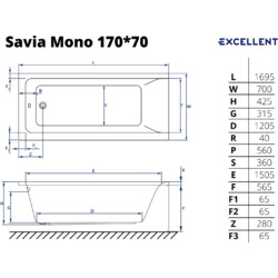 Акриловая ванна Excellent Savia Mono 170x70