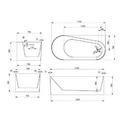 Акриловая ванна ABBER AB9496-1.7 R 170x78