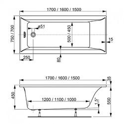 Акриловая ванна VagnerPlast Veronela 170x75