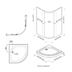 Душевой уголок Triton Альфа Блэк А1 90x90, с поддоном