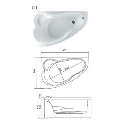 Акриловая ванна 1Marka LIL 140х90 R