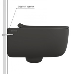 Унитаз подвесной Berges EGO XL матовый антрацит, с крышкой EGO XL Slim SO, микролифт быстросъёмное