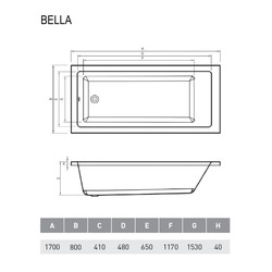 Акриловая ванна Relisan Bella 170x80