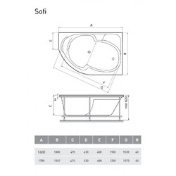 Акриловая ванна Relisan Sofi 160x100 R