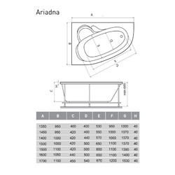 Акриловая ванна Relisan Ariadna 140x100 L