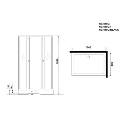 Душевой уголок Niagara Eco NG-018-14Q BLACK 100х80, с поддоном