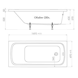 Акриловая ванна Triton Стандарт 170 Экстра, с каркасом, экраном и сифоном