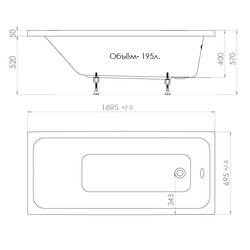 Акриловая ванна Triton Ультра 170x70, с ножками