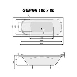 Акриловая ванна Poolspa Gemini 180x80, с ножками